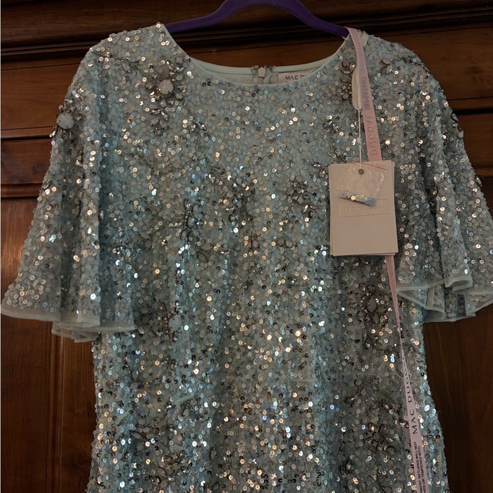 Mac Duggal Sparkling Blue Sequin Maxi Dress - Picture 2 of 7